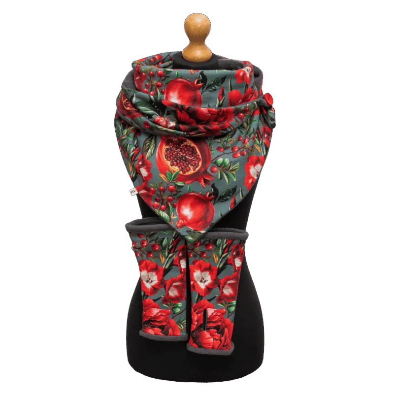 Mitensowy Zestaw Otulakowy - Pomegranate with grey